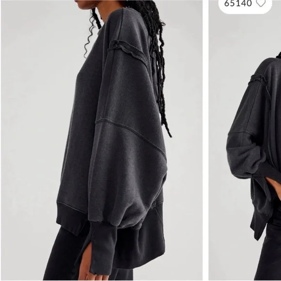 NWOT Free People / We the Free Camden Sweatshirt - black - XL IR - WASH - Picture 4 of 6